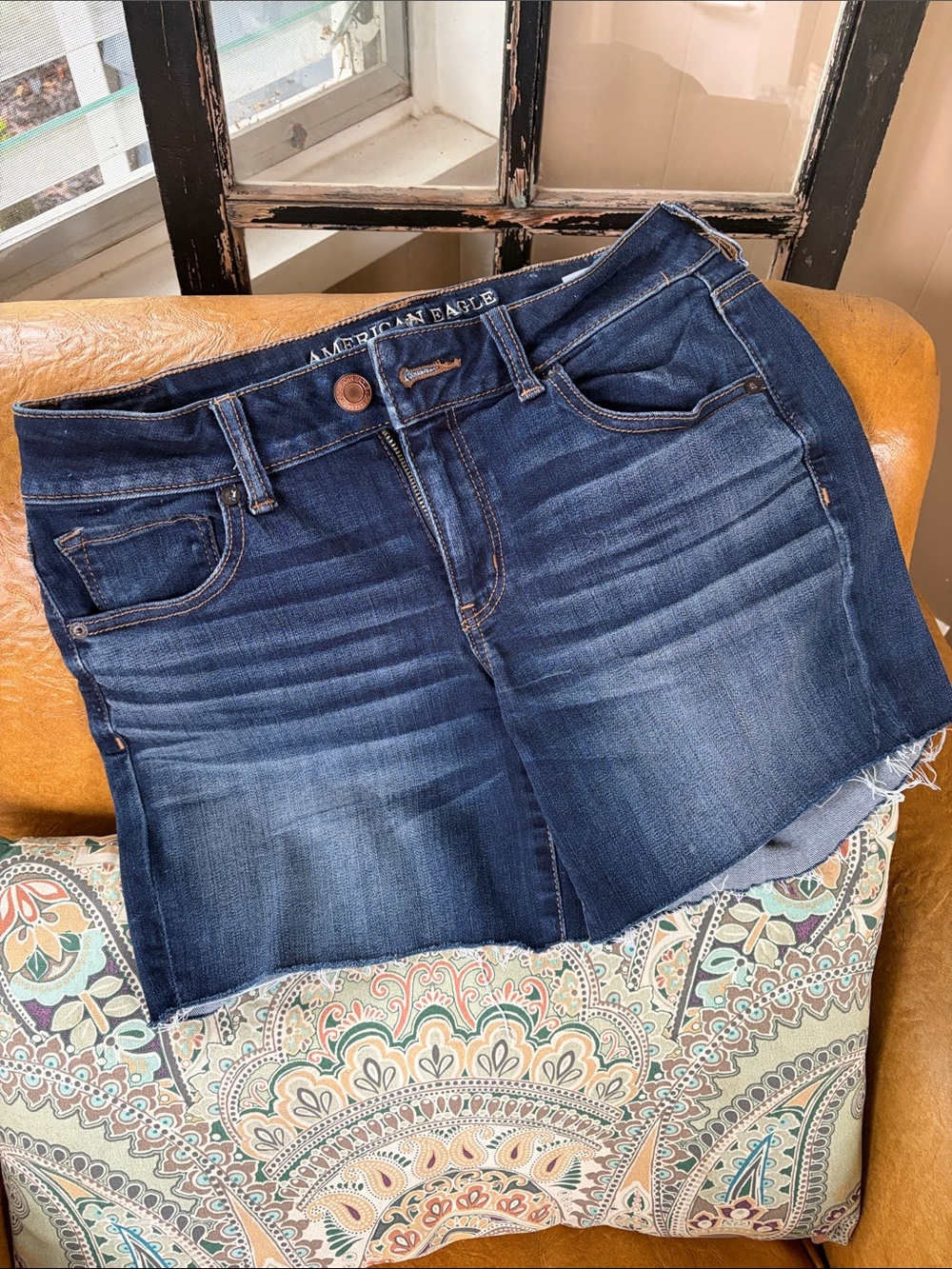 American Eagle Outfitters Dark Indigo Denim Cutoff Shorts